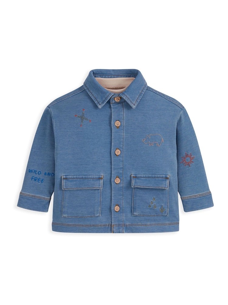 Mamas & Papas Blue Denim Shacket & T-Shirt Set - Image 2 of 4