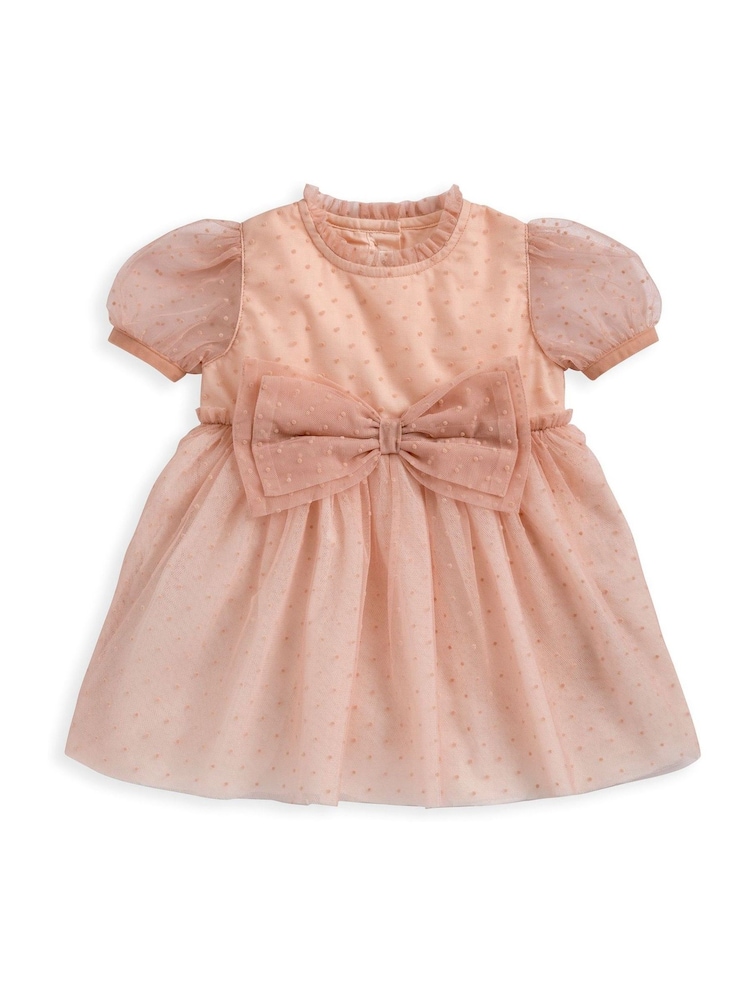 Mamas & Papas Pink Bow Mock Dress Romper - Image 2 of 3 Mamas & Papas Pink Bow Mock Dress Romper - Image 2 of 3