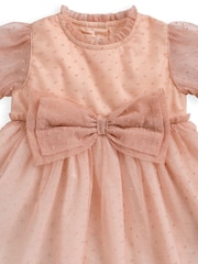 Mamas & Papas Pink Bow Mock Dress Romper - Image 3 of 3