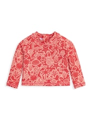 Mamas & Papas Pink Seahorse Print Long Sleeve Swim Top & Bottoms Set - Image 3 of 4