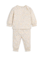 Mamas & Papas Pink Jersey Bunny Floral Print Pyjamas - Image 2 of 4