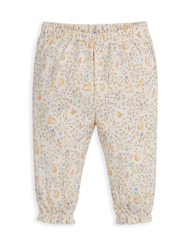 Mamas & Papas Pink Jersey Bunny Floral Print Pyjamas - Image 4 of 4