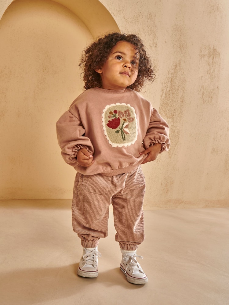 Mamas & Papas Pink Cord Trousers with Elasticated Cuffs - Image 1 of 6 Mamas & Papas Pink Cord Trousers with Elasticated Cuffs - Image 1 of 6