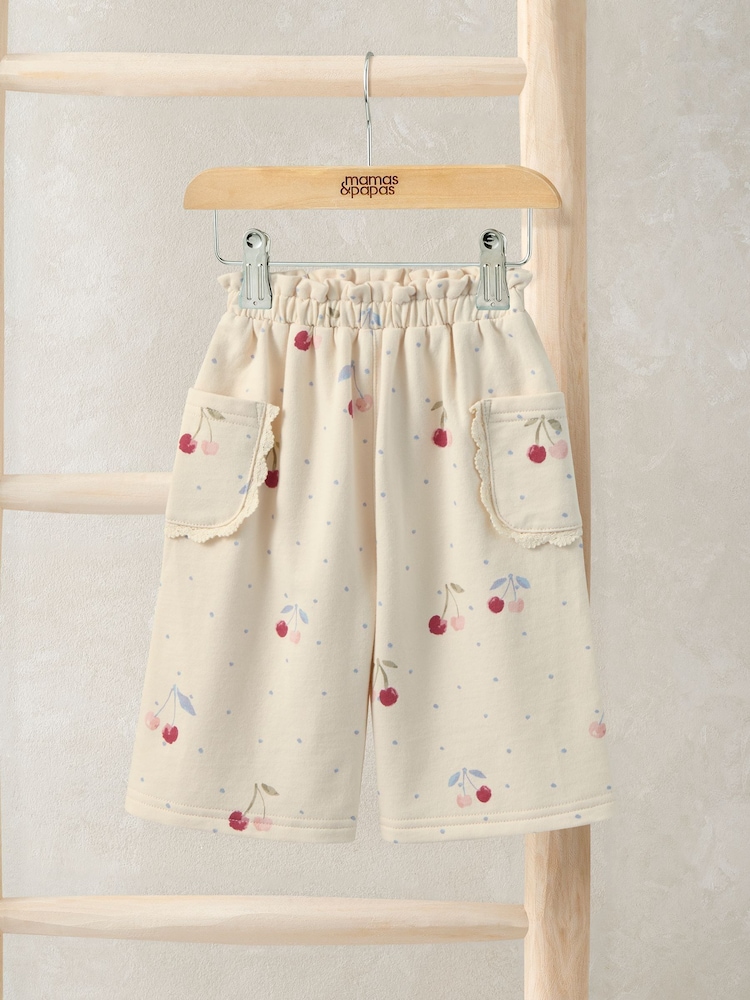 Mamas & Papas Cream Cherry Print Joggers - Image 1 of 3