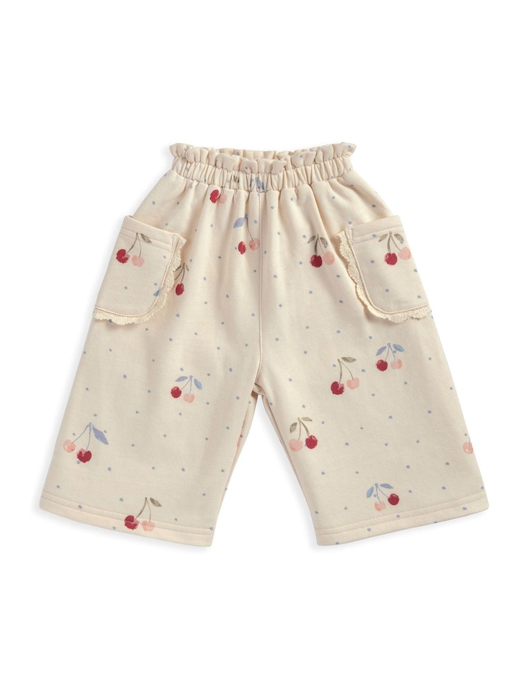 Mamas & Papas Cream Cherry Print Joggers - Image 2 of 3