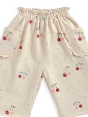 Mamas & Papas Cream Cherry Print Joggers - Image 3 of 3