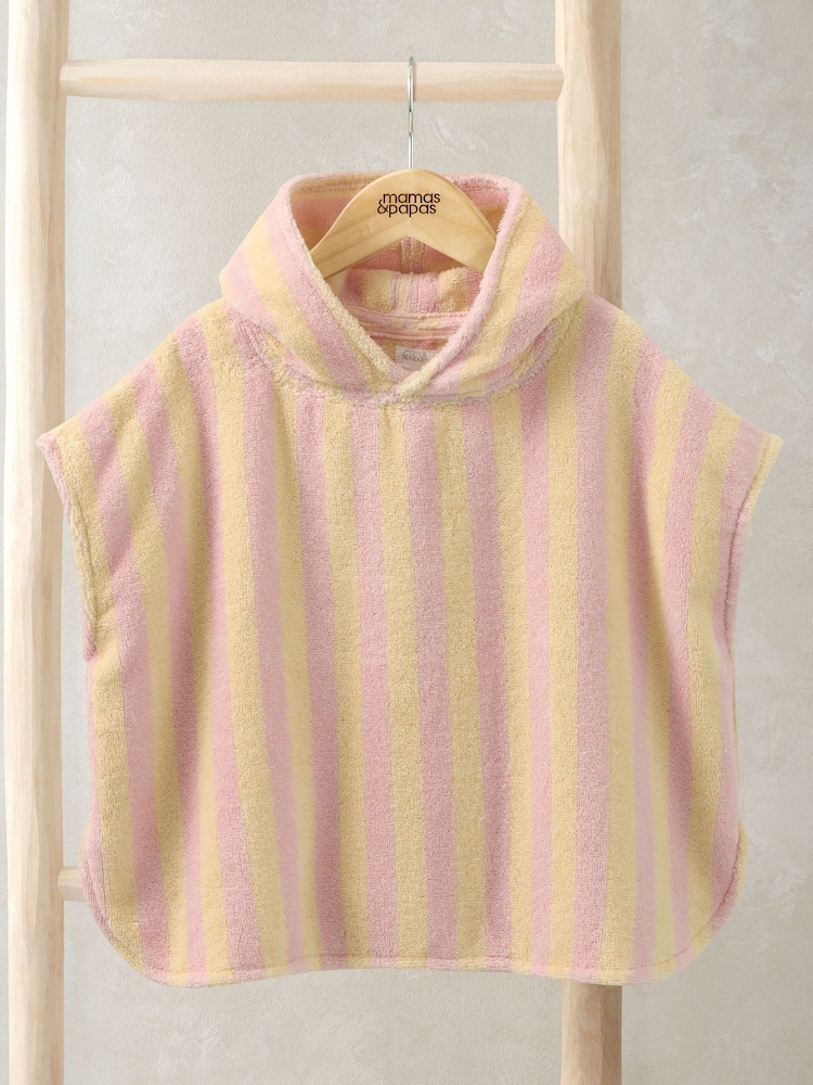 Mamas & Papas Pink Stripe Towelling Poncho - Image 1 of 3