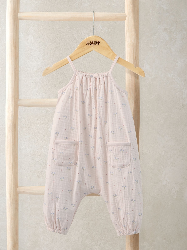 Mamas & Papas Floral Print Crinkle Romper - Imaginea 1 din 3