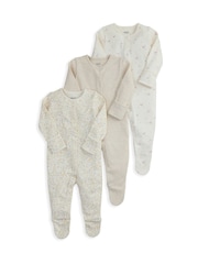 Mamas & Papas Bunny Sleepsuits Pack of 3 - Imaginea 2 din 2