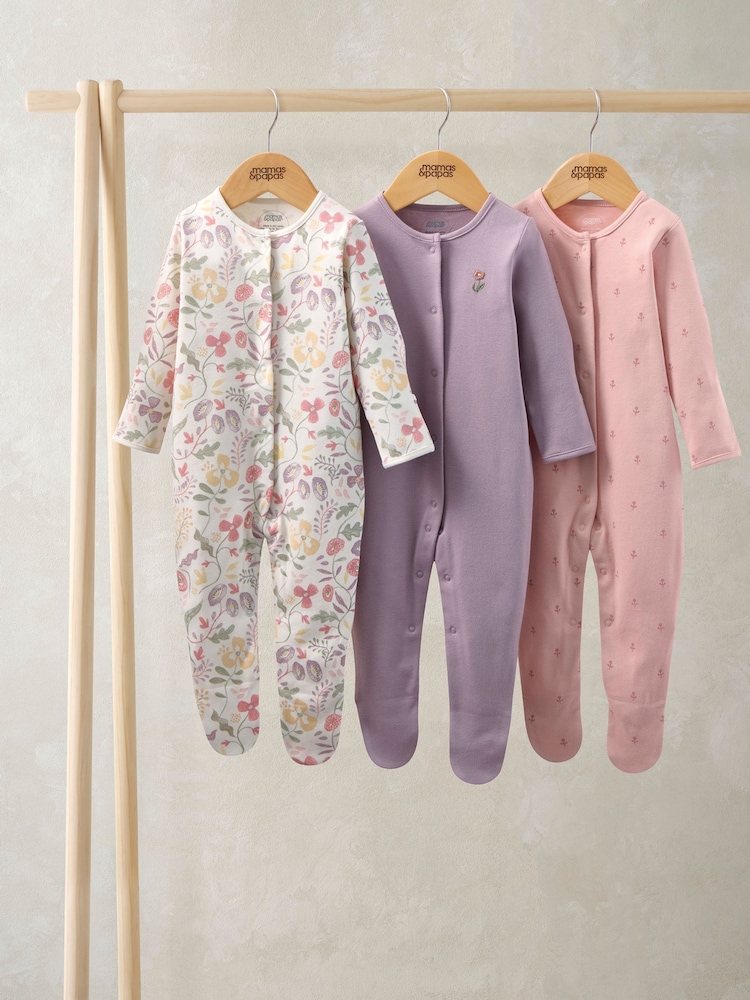 Mamas & Papas Floral Sleepsuits Pack of 3 - 画像 1 / 2