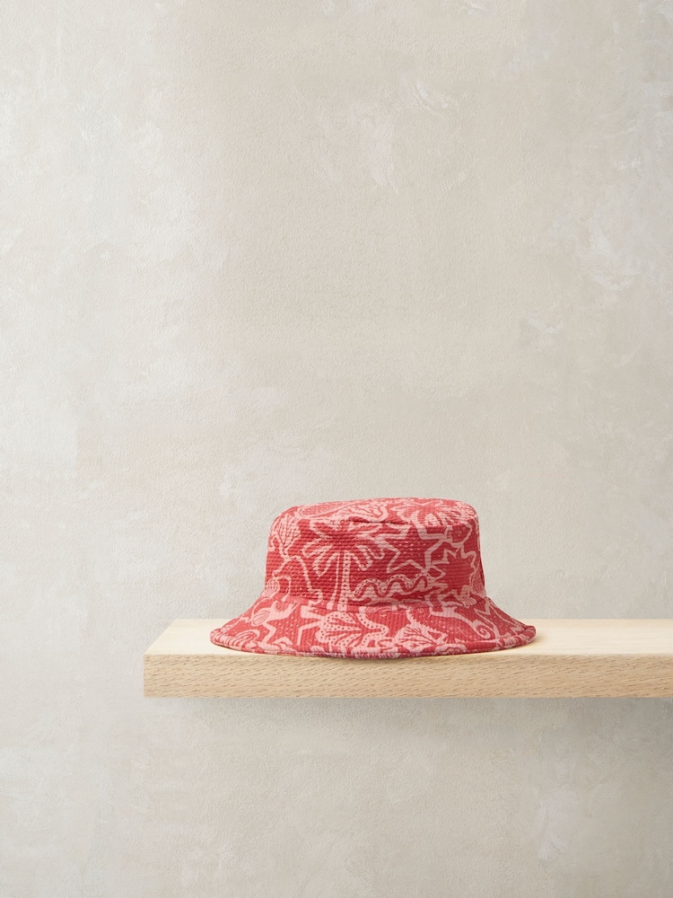 Mamas & Papas Pink Seahorse Print Bucket Hat - Image 1 of 3 Mamas & Papas Pink Seahorse Print Bucket Hat - Image 1 of 3