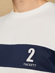 Hackett White Short Sleeve Panel T-Shirt - Image 7 of 8