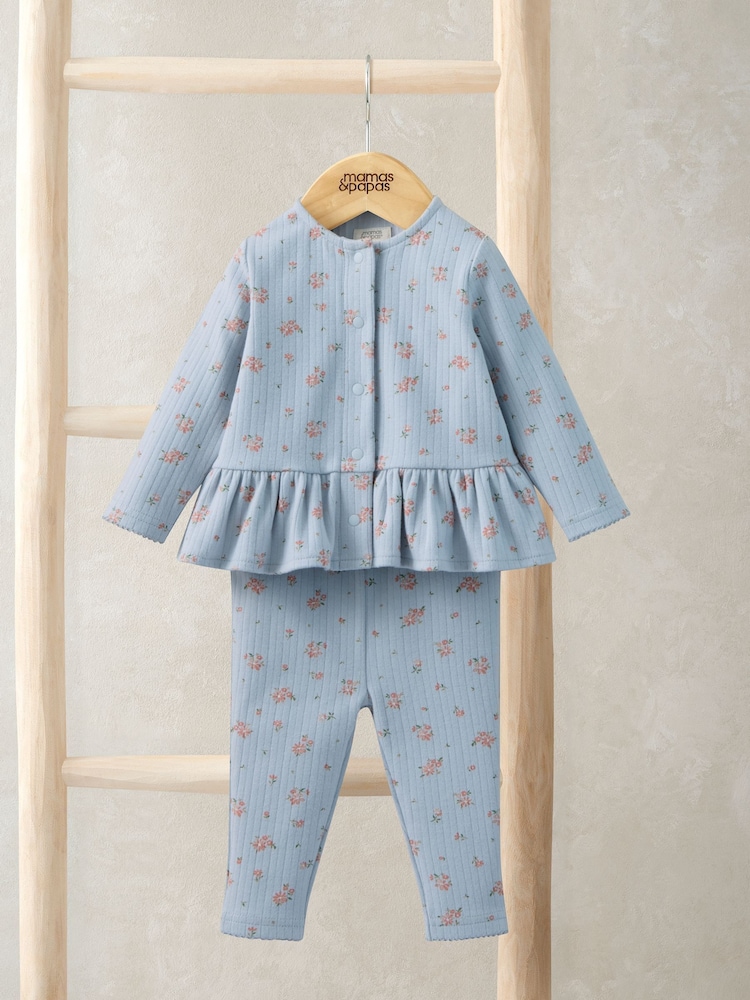 Mamas & Papas Floral Ribbed Top & Leggings Set - Imaginea 1 din 4