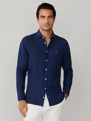 Hackett Dyed Linen Light Blue Shirt - Image 2 of 6