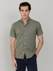Hackett Short Sleeve Oxford Blue Shirt - Image 1 of 7