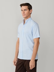 Hackett Short Sleeve Oxford Blue Shirt - Image 4 of 6