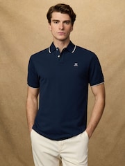 Hackett Blue Short Sleeve Tipped Polo Shirt - Image 1 of 8