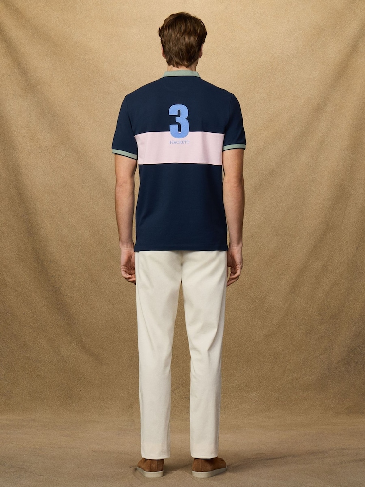 Hackett Blue Short Sleeve Tipped Polo Shirt - Image 2 of 8