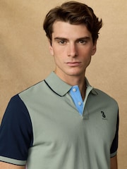 Hackett Blue Short Sleeve Tipped Polo Shirt - Image 4 of 8