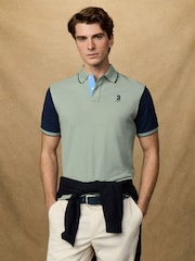 Hackett Blue Short Sleeve Tipped Polo Shirt - Image 7 of 8