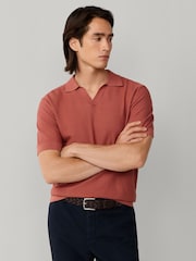 Hackett Red Knitted Short Sleeve Polo Shirt - Image 1 of 6