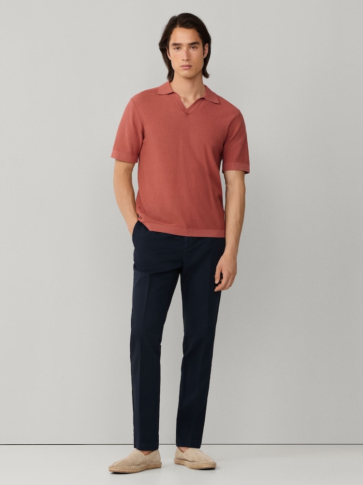 Hackett Red Knitted Short Sleeve Polo Shirt - Image 2 of 6 Hackett Red Knitted Short Sleeve Polo Shirt - Image 2 of 6