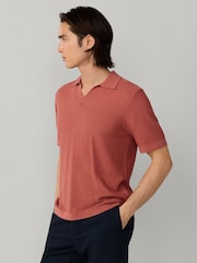 Hackett Red Knitted Short Sleeve Polo Shirt - Image 4 of 6
