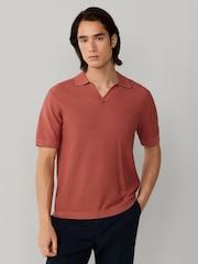 Hackett Red Knitted Short Sleeve Polo Shirt - Image 5 of 6