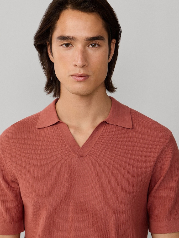 Hackett Red Knitted Short Sleeve Polo Shirt - Image 6 of 6 Hackett Red Knitted Short Sleeve Polo Shirt - Image 6 of 6
