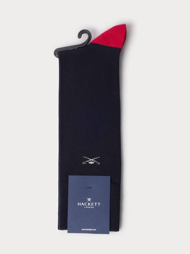 Hackett Combed Cotton Colour Block Socks - Image 2 of 4 Hackett Combed Cotton Colour Block Socks - Image 2 of 4