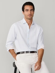 Hackett Blue Cotton-Linen Stripe Shirt - Image 1 of 7