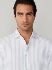 Hackett Blue Cotton-Linen Stripe Shirt - Image 3 of 7
