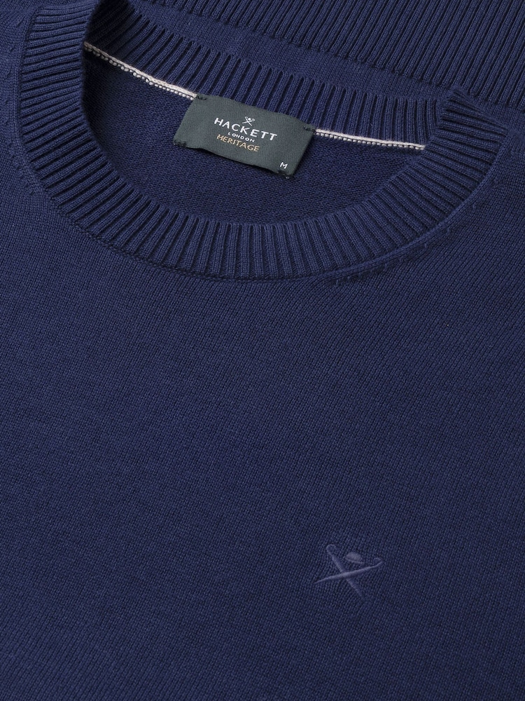 Sininen - Hackett puuvillainen pyöreäkauluksinen neulepusero - Kuva 3 / 3