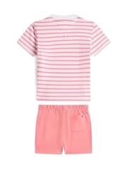 Tommy Hilfiger Pink Essential Stripe T-Shirt And Shorts Set - Image 2 of 2
