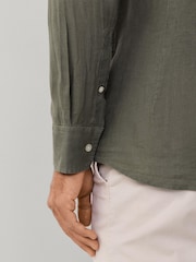 Hackett Dyed Linen Light Blue Shirt - Image 6 of 7