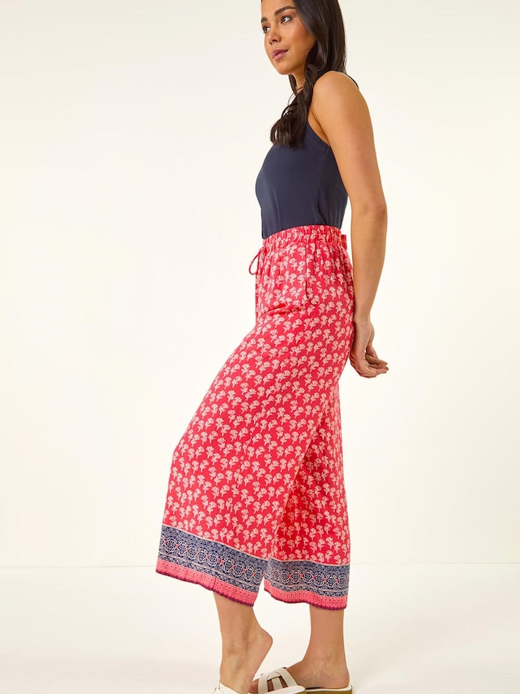 Roman Petite Border Print Cropped Trousers - 圖片 1，共 5