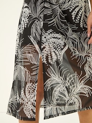 فستان شبكي قابل للتمدد بكُم منفوخ بطبعة تجريدية للأحجام الصغيرة من Roman - Image 5 of 5