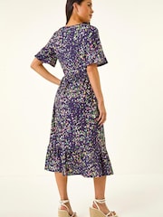 Roman Blue Petite Abstract Spot Dress - Image 3 of 5