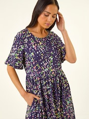 Roman Blue Petite Abstract Spot Dress - Image 4 of 5
