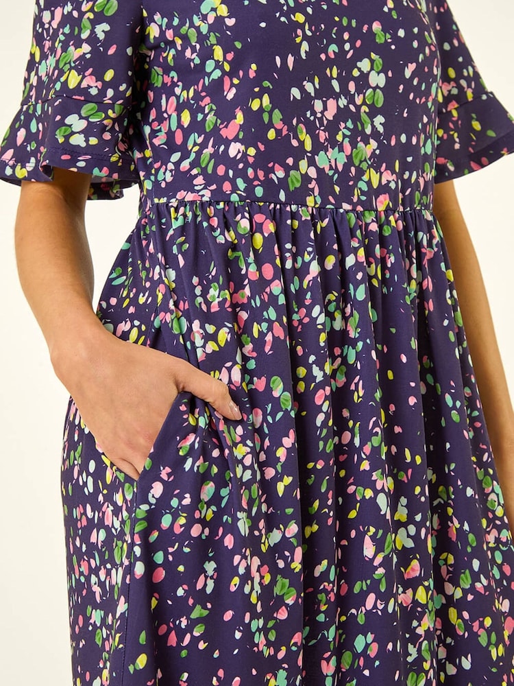 Roman Blue Petite Abstract Spot Dress - Image 5 of 5