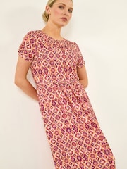 برتقالي - Roman Petite Abstract Gathered Waist Dress - Image 1 of 5