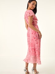 Roman Pink Petite Frill Front Dress - Image 3 of 5