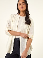 Roman White Petite V-Neck Button Front Blouses - Image 1 of 5