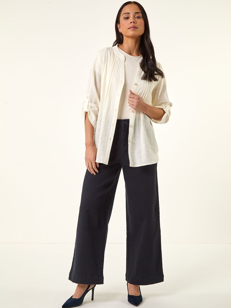 Roman White Petite V-Neck Button Front Blouses - Image 2 of 5