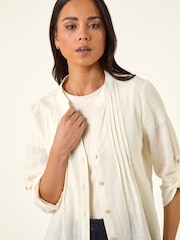 Roman White Petite V-Neck Button Front Blouses - Image 4 of 5