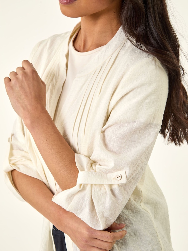 Roman White Petite V-Neck Button Front Blouses - Image 5 of 5