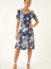 Roman Blue Petite Floral Sweetheart Dress - Image 2 of 5