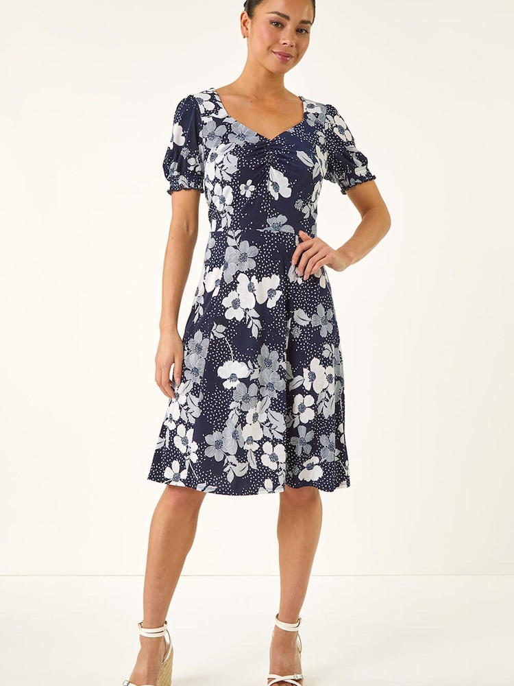 Roman Blue Petite Floral Sweetheart Dress - Image 2 of 5