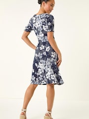 Roman Blue Petite Floral Sweetheart Dress - Image 3 of 5