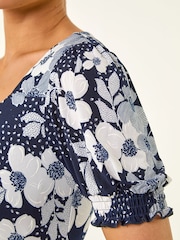 Roman Blue Petite Floral Sweetheart Dress - Image 5 of 5